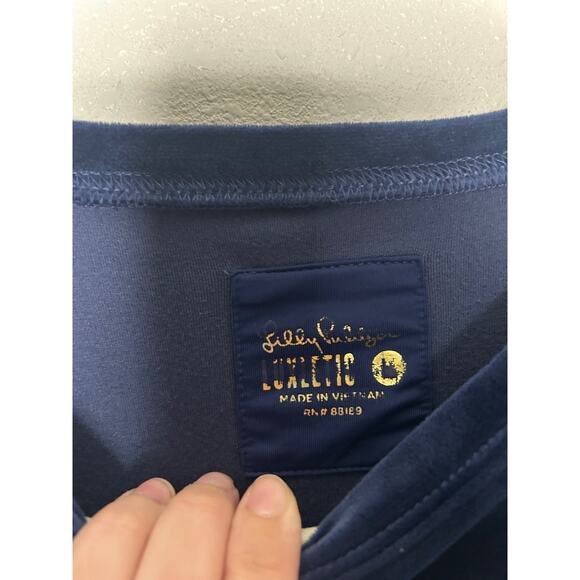 Lilly Pulitzer Women's Blythe Velour Pullover in Low Tide Navy Long Sleeve Sz L - Picture 3 of 6
